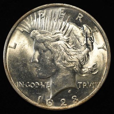 1923 PEACE DOLLAR CH BU NICE COLOR REV.