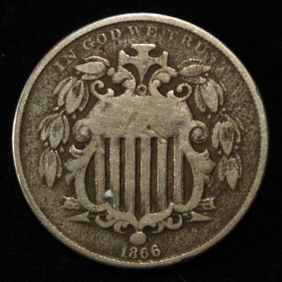 1866 SHIELD NICKEL VG