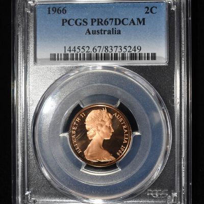 1966 AUSTRALIA 2C PCGS PR67 DCAM