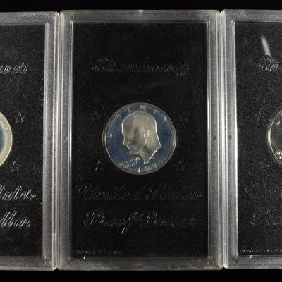 1974 & (2) 1971 EISENHOWER PROOF DOLLARS