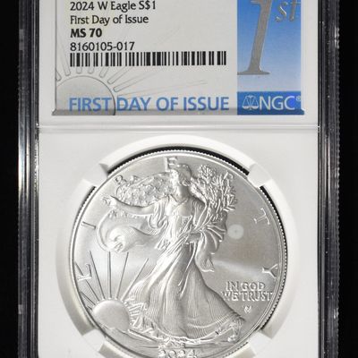 2024 W BURNISHED AMERICAN SILVER EAGLE MS70 NGC