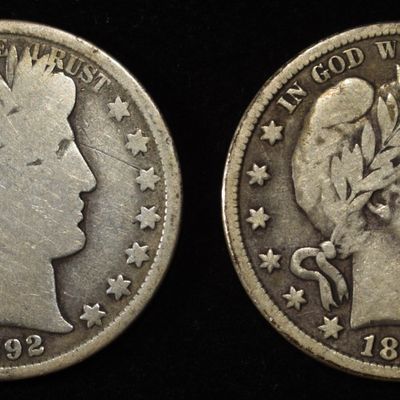1892 & 1893 BARBER HALF DOLLARS GOOD