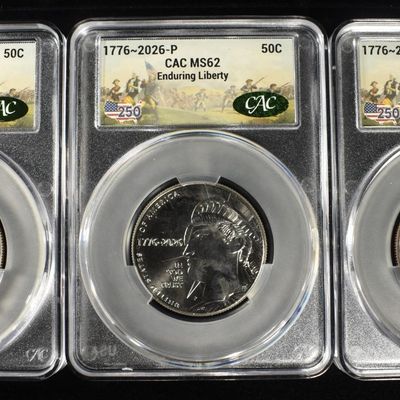(3) 1776-2026-P ENDURING LIBERTY 50C CAC MS62