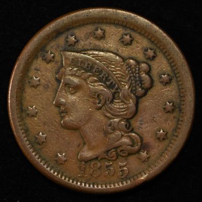 1855 LARGE CENT XF