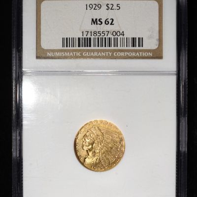1929 $2.5 GOLD INDIAN NGC MS-62