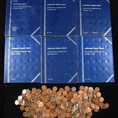(398) WHEAT CENTS & (6) EMPTY LINCOLN COLLECTIONS