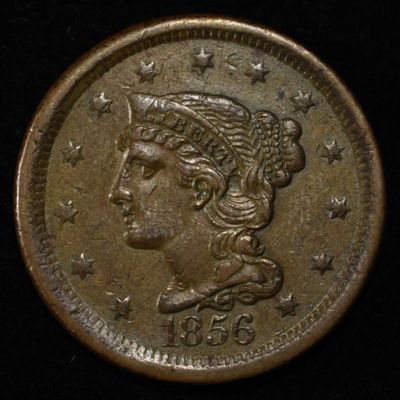 1856 SLANTED 5 LARGE CENT AU