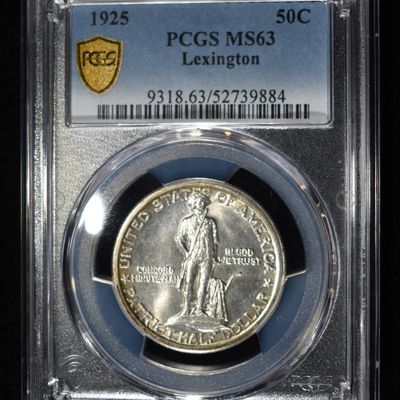 1925 50C COMMEM LEXINGTON PCGS MS63