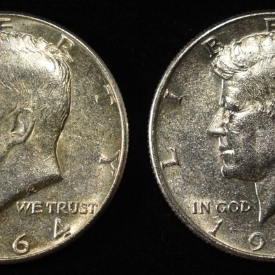 (2) 1964 90% SILVER KENNEDY HALF DOLLARS