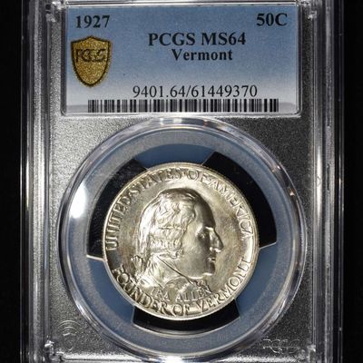 1927 50C COMMEM VERMONT PCGS MS64
