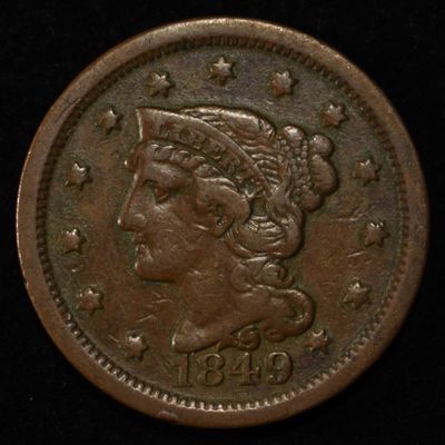 1849 LARGE CENT XF