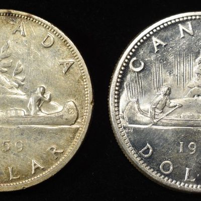(2) $1 CANADIAN 80% SILVER