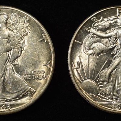1943-S & 1944 WALKING LIBERTY HALF DOLLARS AU/BU