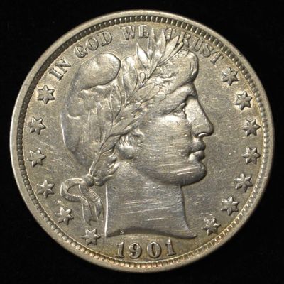 1901 BARBER HALF DOLLAR AU CLEANED