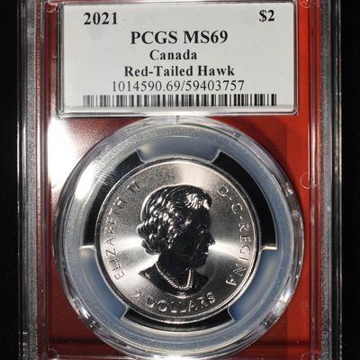 2021 CANADA RED TAILED HAWK 1/2 OZ SLVER PCGS MS69