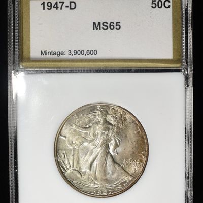 1947-D WALKING LIBERTY 50C PCI GEM BU