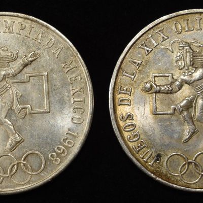 (2) 1968 MEXICO OLIMPIADA COINS ASW 1.04