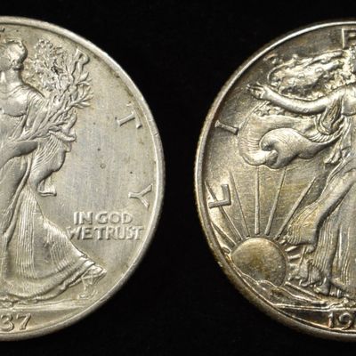 1937-S & 1939-D WALKING LIBERTY HALF DOLLARS CH AU