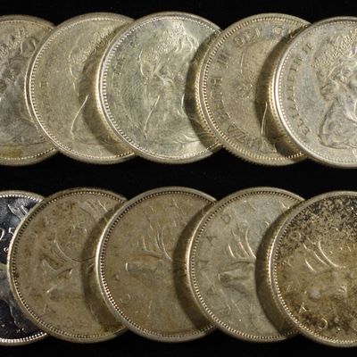 (10) 25C CANADIAN 80% SILVER