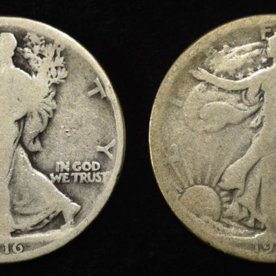 1916-P&D WALKING LIBERTY HALF DOLLARS