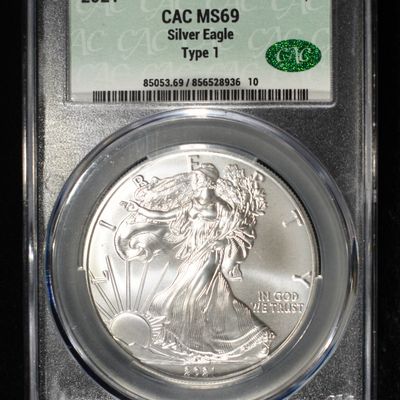 2021 AMERICAN SILVER EAGLE CAC MS69 TYPE1