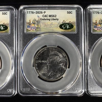 (3) 1776-2026-P ENDURING LIBERTY 50C CAC MS62