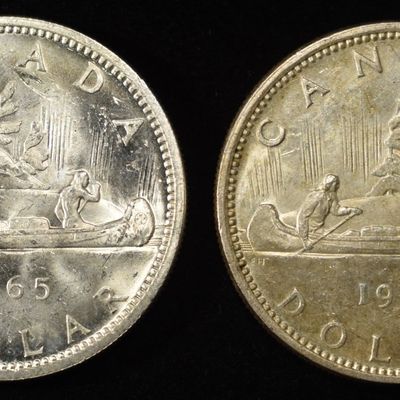 (2) $1 CANADIAN 80% SILVER