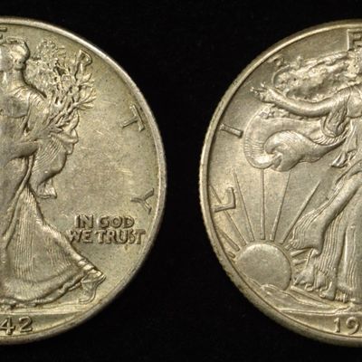 1942-D & 1945 WALKING LIBERTY HALF DOLLARS XF