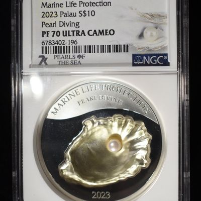 2023 PALAU SILVER MARINE LIFE PEARL NGC PF70 UCAM