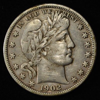 1902-O BARBER HALF DOLLAR XF CLEANED