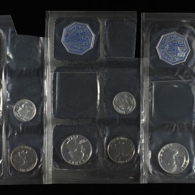 (5) 1964 PARTIAL MINT SETS MISSING 50C & 1 CENT