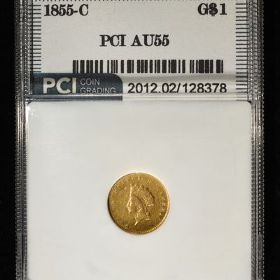 1855-C $1 GOLD TYPE-1 PCI AU/BU