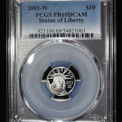 2003-W $10 STATUE OF LIBERTY PCGS PR69 DCAM