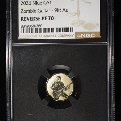2026 NIUE G$1 ZOMBIE GUITAR 9KT REVERSE PF70 NGC