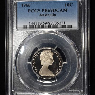 1966 AUSTRALIA 10C PCGS PR69 DCAM