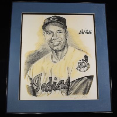BOB FELLER SIGNED PHOTO FRAMED
