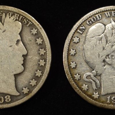 1908 & 1911 BARBER HALF DOLLARS