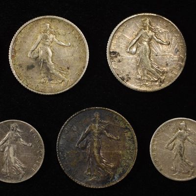 FRANCE SILVER COIN LOT 83.5% ASW 1.16