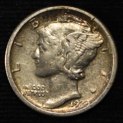 1920-S MERCURY DIME AU