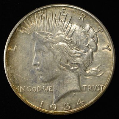 1934-S PEACE DOLLAR AU CLEANED
