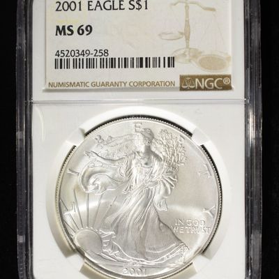 2001 AMERICAN SILVER EAGLE NGC MS69