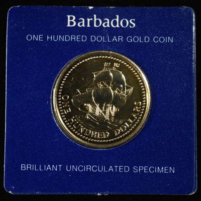 1975 $100 BARBADOS GOLD .0998 AGW