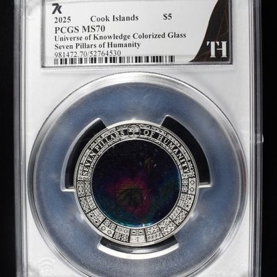 2025 COOK IS. COLORIZED GLASS & SILVER PCGS MS70