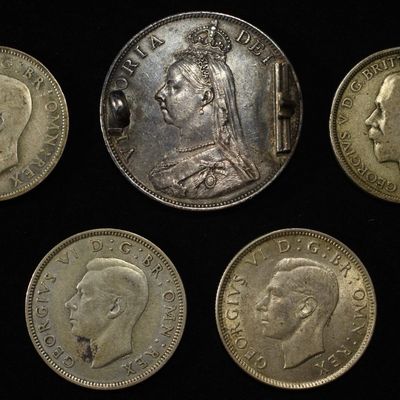 (5) UNITED KINGDOM SILVER COINS ASW 1.40