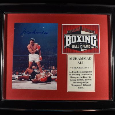 MUHAMMAD ALI OVER LISTON 5X7 SIGNED PHOTO W/COA