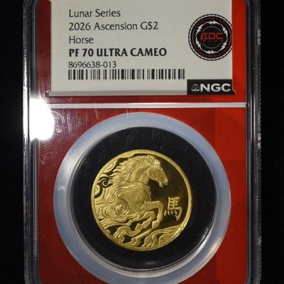 2026 ASCENSION $2 GOLD HORSE NGC PF-70 ULTRA CAMEO
