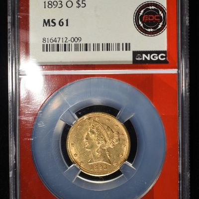 1893-O $5 GOLD LIBERTY NGC MS-61