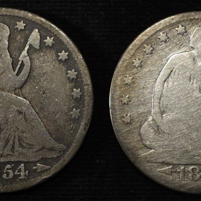 1853 & 1854 SEATED LIBERTY HALF DOLLARS