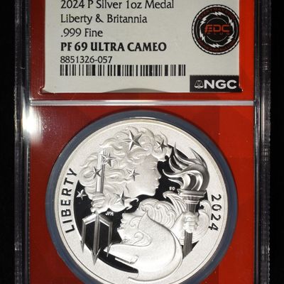 2024-P LIB & BRIT 1 OZ SILVER NGC PF69 UCAM