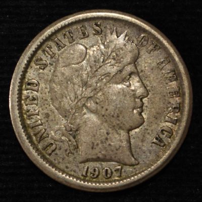 1907-O BARBER DIME CH AU